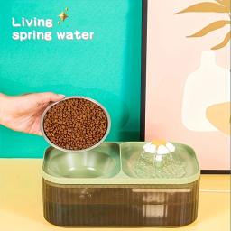 Fonte de água automática do gato com bacia do alimento do aço inoxidável, alimentador elevado do alimento do gato e da água para gatos internos, 1PC - Image 3