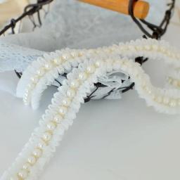 5 jardas fita decorativa do laço com pérola grânulos para vestuário enfeite e artesanato DIY - Image 3