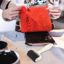 Tinta De Borracha E Ferramentas De Estampagem, Brayer De Rolo, Projetos De Artesanato De Impressão, Preto - Image 2