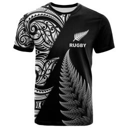 Camiseta masculina de rugby impressa em 3D da Nova Zelândia, Havaí Summit, verão casual esportes e fitness manga curta roupas soltas - Image 1