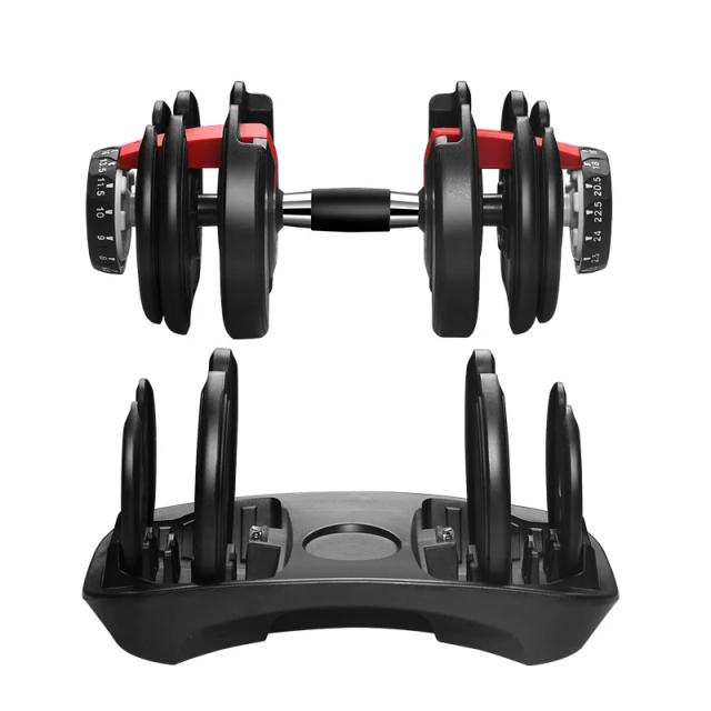 Halteres de ginástica ajustáveis automáticos para homens e mulheres, com ajuste rápido e faixa de peso de 2,5 a 24 kg (até 52,5 lbs)