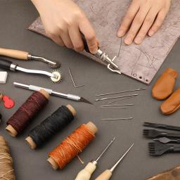 Kraball ferramentas de trabalho de artesanato de couro, kit de costura, conjunto de reparo com fio encerado, ranhurador, furador para profissionais iniciantes - Image 5