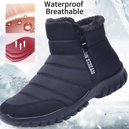 Tênis masculinos de algodão quente com zíper botas de tornozelo de neve, sapatos casuais sapatos de grife botas de neve à prova dwaterproof água sapato frete grátis - Image 1