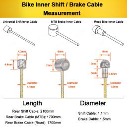Hippe bicicleta shifter cabos de freio mtb bicicleta estrada dianteiro traseiro desviador mudança cabo freio moagem cabo aço inoxidável conjunto - Image 3