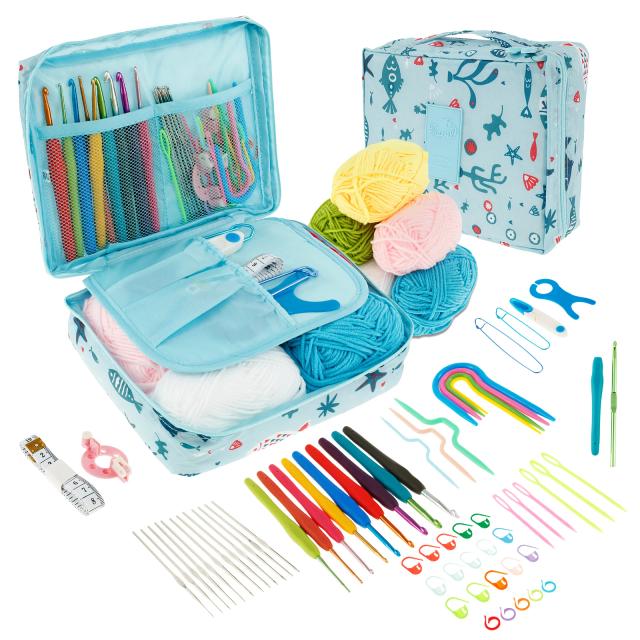 Conjunto Completo de 68/92 Peças para Tricô e Crochê - Ferramentas de Costura para DIY e Artesanato com Acessórios de Armazenamento