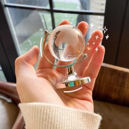 Mini Round Globe Desktop Ornamento, Crystal Home Glass Globe, Girando bolas claras, Ornamento de mesa, Artesanato - Image 3
