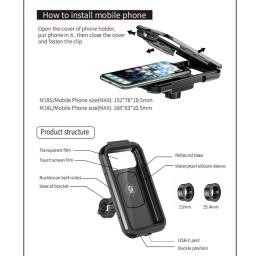 Suporte para celular de bicicleta, à prova d'água, capa, guidão, espelho retrovisor, suporte para celular de 4.7 a 6.8 polegadas - Image 6