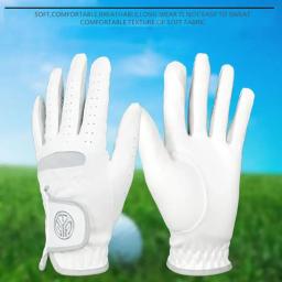 1 pçs masculino mão esquerda luva de golfe mão direita micro fibra macia respirável luvas de golfe dos homens cor branca - Image 6