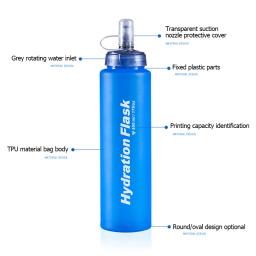 Garrafas de água dobráveis TPU Soft Flask, Pacote de hidratação, Saco de cintura, Colete, Esporte ao ar livre, 250ml 500ml 750ml - Image 3
