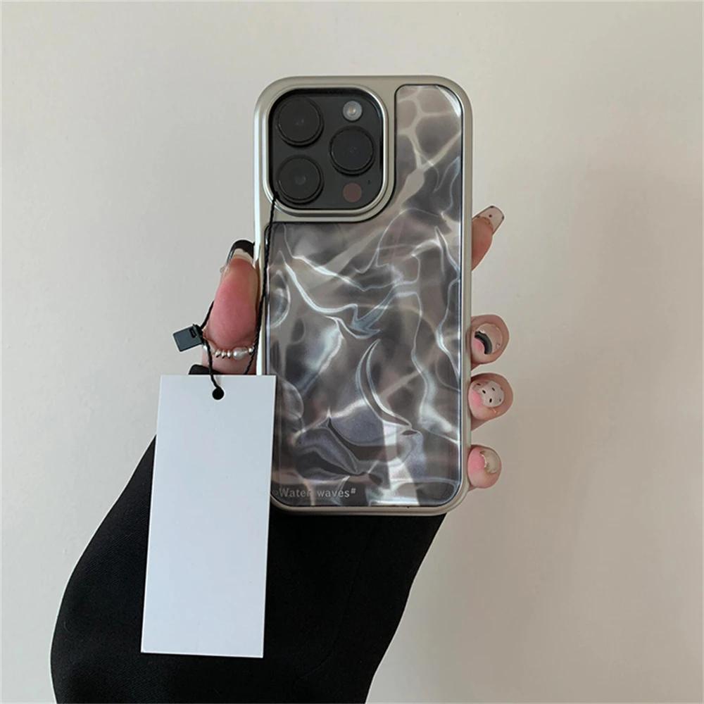 Japão ins água ondulação artística caso de telefone para iphone 15 13 14 12 16 pro max 11 plus capa traseira à prova de choque - Image 1