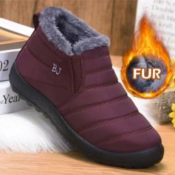 Botas de inverno à prova dwaterproof água para as mulheres 2023 novas botas de neve de pelúcia botas de tornozelo feminino quente preto casal algodão casais sapatos plataforma - Image 2