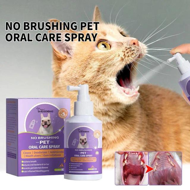 Spray Limpeza Dental para Cães e Gatos, Desodorante Refrescante para Respiração, Mantenha o Hálito Fresco, 50ml