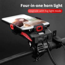 Suporte do telefone móvel para farol de bicicleta, 1 parte, 4 em 1, conveniente, portátil, carregamento USB, acessórios de bicicleta, download gratuito - Image 2