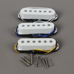 Fleor-captadores de guitarra elétrica vintage, conjunto de 3 peças, alnico 5, single coil, branco, 50/50/52mm - Image 2