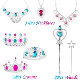 Pretend Princess Jewelry Toy Kit para crianças, coroas, colares, varinhas, brinco, pulseiras, cosplay, favor das meninas, vestido de festa, presente para crianças, 48pcs - Image 4