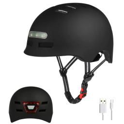 Capacete de bicicleta urbana com luzes LED dianteiras e traseiras para homens e mulheres, capacete de bicicleta adulto, capacete de ciclismo ajustável - Image 1