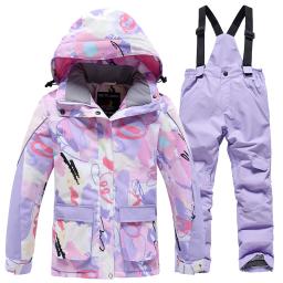 Fato de neve infantil, conjuntos de roupas snowboard, roupa exterior, casaco de esqui, calças, fantasias infantis, moda, menino e menina - Image 1