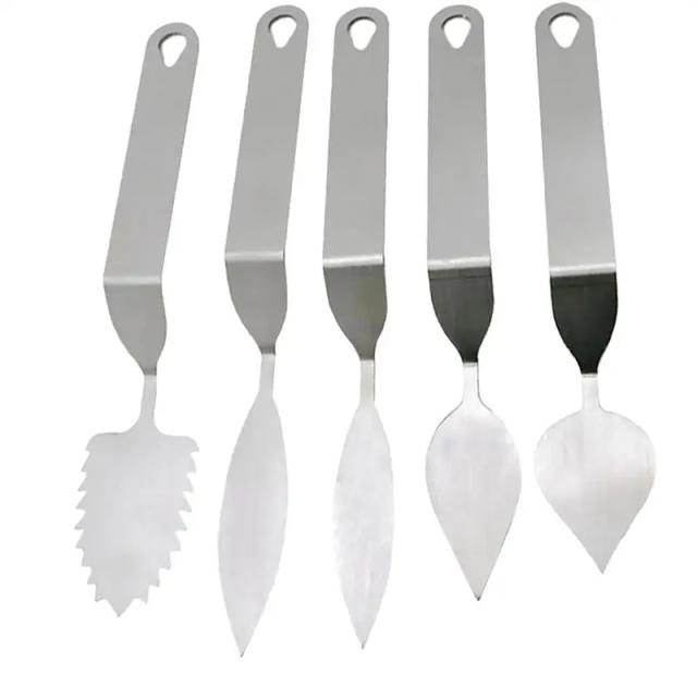 Conjunto com 5 Ferramentas de Aço Inoxidável para Decoração de Bolos e Chocolates