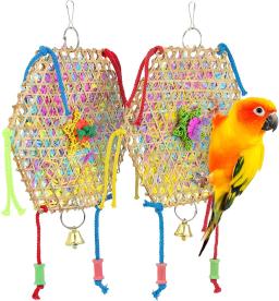 Bambu Tecido Escovado Grama Corda, Acessórios De Gaiola De Pássaro, Brinquedo Do Papagaio, Brinquedo Do Pássaro, 1Pc - Image 5