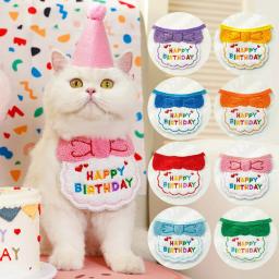 Conjunto de artigos para festas, cachecol para cães e gatos, chapéu de aniversário fofo para cachorrinhos, decoração para pequenos e médios animais, 2024 - Image 1
