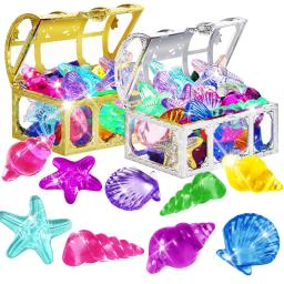 Bela decoração de aquário diamante vida marinha ornamento de cristal decoração de tanque de peixes conjunto de pedras preciosas com caixa pirata mergulho gem - Image 3