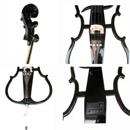 Violoncelo elétrico profissional 4/4, instrumentos musicais com arco, preto e branco, navio livre - Image 6