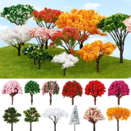Árvore de flores em miniatura, modelo plástico, construção do trem, acessórios para paisagem, decoração ferrovia, 5 peças, 4cm - Image 1