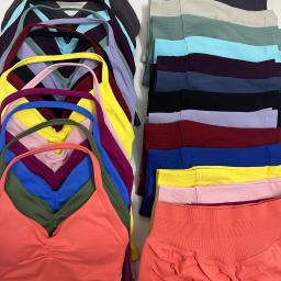 Sem logotipo yogaginym conjunto feminino sem costas regatas cintura alta scrunch shorts sem costura terno de ginásio roupas de fitness activewear conjuntos de treino - Image 3