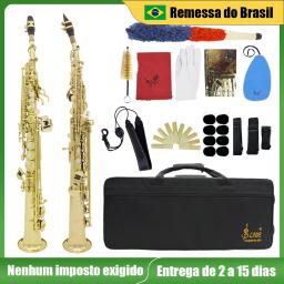 SLADE-Saxofone Soprano Profissional com Estojo, Corpo De Latão Bb, Sax Reto, Instrumento De Lã, Reeds Peças e Acessórios - Image 2