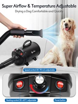 2800w power secador de cabelo para cães cão de estimação gato grooming ventilador quente vento secador rápido secador de cabelo para pequeno médio grande cão secador - Image 2