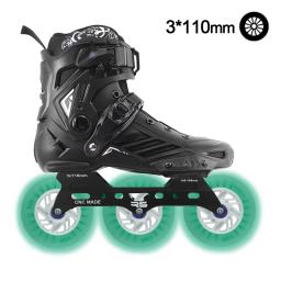 Roselle patins inline 3x110mm rodas led simétrico quadro plano patinação de velocidade sapatos de skate slalom luminoso flash patinação - Image 6