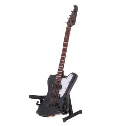Guitarra baixa elétrica de madeira com suporte, Dollhouse miniatura, instrumento musical, presente de Natal, crianças, BJD, 1/6, 20cm - Image 4
