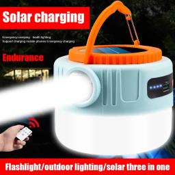 LED Solar Luzes de Emergência, 300LM, 1200mAh, Iluminação de Barraca, USB Recarregável, Controle Remoto, Impermeável, Caminhadas, Pesca - Image 1