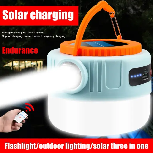 Luzes de Emergência LED Solar de 300LM com Bateria Recarregável, Controle Remoto e Impermeabilidade para Barracas, Caminhadas e Pesca