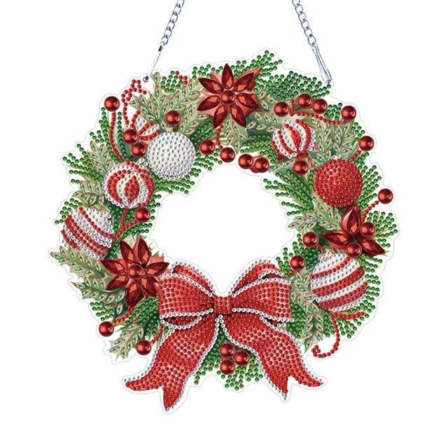 Pintura Diamante em Forma de Guirlanda Acrílica para Decoração de Natal e Arte de Parede