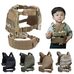 Coletes táticos à prova de balas para crianças Uniformes militares Armadura de combate Airsoft com cinto de patrulha, colete de camuflagem - Image 1