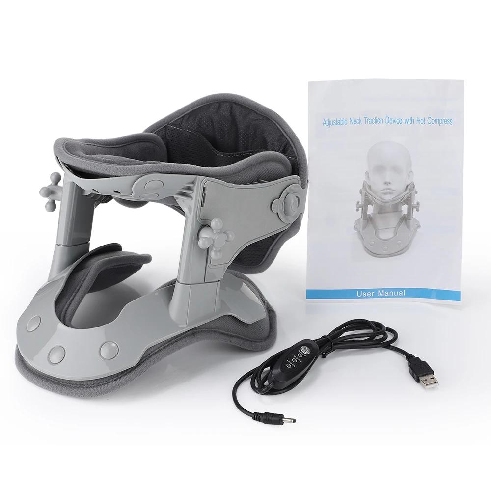 Suporte de pescoço para órtese Colar cervical ajustável Corretor de postura fixável Alinhamento da coluna vertebral de tração, cinta de alongamento - Image 1