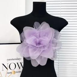 Broche artesanal de flores para roupas e vestidos, alfinetes de lapela vintage, crachá de flor grande, acessórios bricolage, 26cm - Image 4