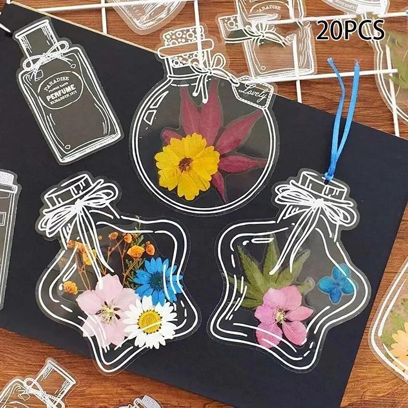 Marcador artesanal de flores secas, envoltório plástico para amostra de plantas, vaso pressionado transparente, marcador de página, Material DIY, 20 pcs por conjunto - Image 1