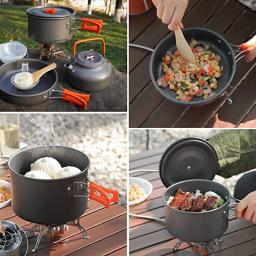 Panelas de acampamento ao ar livre com saco de malha, panelas dobráveis, cozinha cozinhar, bule e panelas equipamentos - Image 5