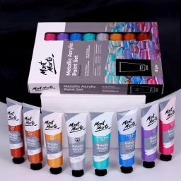Conjunto de tinta acrílica metálica fluorescente, estudante de alta modelagem, pintura DIY criativa, pintura de parede, arte design, 8 cores, 18ml - Image 1