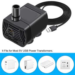 Bomba de água submersível USB para animais de estimação, distribuidor de água para a fonte da piscina, filtro do aquário, DC 3.5V-9V, 3W, 200L por H - Image 2