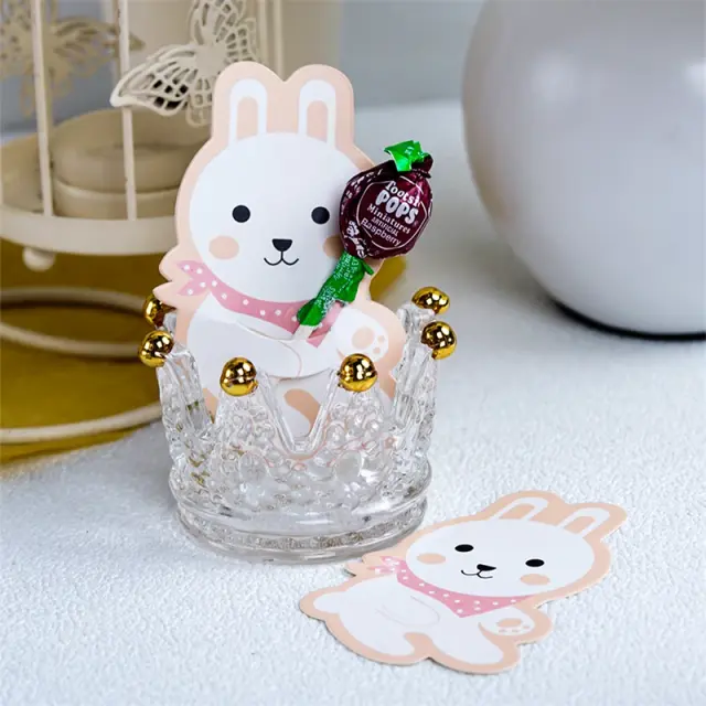 Cartões de Papel Pirulito de Páscoa para Crianças com Desenhos de Coelho e Frango - 50 Peças para Decorar Festas Temáticas e Pacotes de Doces