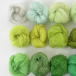 Fibra de lã para feltragem por agulha, feltragem úmida, fiação artesanal, materiais artesanais, série de cores verdes jovens, 66S - Image 3