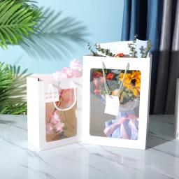 Sacos De Presente Rosa Portátil, Sacola De Compras, Casamento, Aniversário, Caixa De Embalagem De Flores De Presente, Suprimentos Festival - Image 2