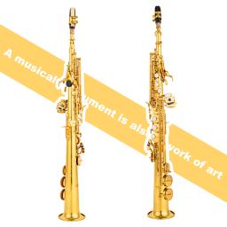 Latão Hetero Saxofone Soprano Bb BFlat Woodwind Instrumento Natural Shell Key Carve Padrão com Maleta Sax Acessórios - Image 6