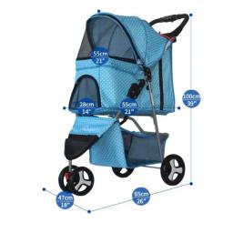 Grande carrinho de estimação destacável para cão e gato, Dog Cart Carrier, Carrinho dobrável portátil para viagem, 3 rodas - Image 5