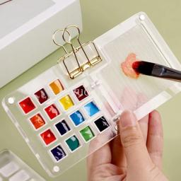 Paleta portátil de tinta aquarela, caixa transparente de ferro pintura acrílica, cor hidratante de alto valor, arte - Image 2