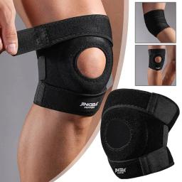 Joelheiras De Compressão Ajustável, Fibra De Poliéster Preta, Protetora, Respirável, Elástico, Suporte De Engrenagem, Treino, Esportes, N3D4 - Image 1