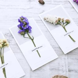 1-5 cartões de presente dos pces convite de casamento céu estrelado flores secas manuscritos bênção obrigado do aniversário você cartão de presente do dia das mães - Image 4
